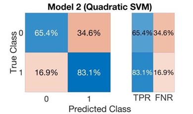 Confusion matrix of tested Quadratic SVM model